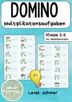 Vorschau - Stationenlernen - Multiplikationsaufgaben schwer - Domino - Deckblatt