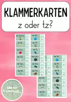 Vorschau - Arbeitsblätter - Klammerkarte: z oder tz? – Rechtschreibübung + Selbstkontrolle - Deckblatt