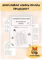 Vorschau - Arbeitsblätter - Regelmäßige Verben beugen und konjugieren im Präsens – Übungsheft Deutsch 2./3. Klasse - Deckblatt