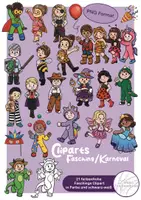 Vorschau - selbst erstellte Cliparts/Grafiken - Cliparts Karneval/ Fasching - 21 farbenfrohe Illustrationen - Deckblatt