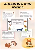 Vorschau - Arbeitsblätter - Verben beugen und konjugieren im Präsens – Tierkartei Deutsch 2./3. Klasse - Deckblatt
