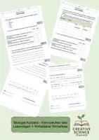 Vorschau - Test - Biologie - Kennzeichen des Lebendigen + Wirbeltiere/ Wirbellose - Kurztest - Deckblatt