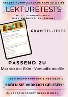 Vorschau - Test - 6 selbst korrigierende Lesetests – Textkenntnisprüfung am Beispiel der Lektüre „Vorstadtkrokodile“ von Max von der Grün 📘📝 - Deckblatt
