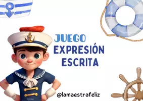 Vista previa - Hojas de trabajo - Juego expresión escrita marinero - Portada