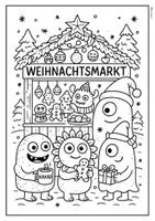 Vorschau - Arbeitsblätter - Ausmalbilder Weihnachten: süße Monster, Winter, Malvorlagen - Seite 2