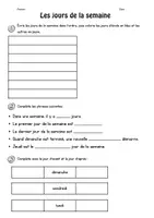 Aperçu - Feuilles d'exercices - Les jours de la semaine - fiche d'exercice - Page de couverture
