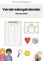 Vorschau - Bildkarten - Verabredungskalender für Partnerarbeit - Classroom Management - Deckblatt