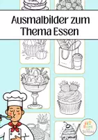 Vorschau - Arbeitsblätter - Ausmalbilder zum Thema Essen - Deckblatt