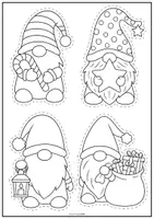 Vorschau - Mal- und Bastelvorlagen - 🎄 Weihnachtliche Wichtel – Ausmalbilder, Schneideübungen & Fensterbilder (16 Motive) ✂️🖍️ - Seite 3