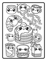 Vorschau - Arbeitsblätter - Kawaii Food Coloring Pages - Seite 1