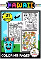 Vorschau - Arbeitsblätter - Kawaii Food Coloring Pages - Deckblatt