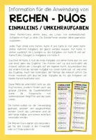 Vorschau - Aufgabenkarten - DAS GROßE EINMALEINS (Umkehraufgaben) - 10 Rechen-Duos - Seite 1