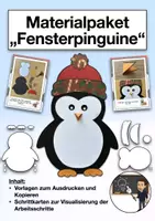 Vorschau - Mal- und Bastelvorlagen - Materialpaket "Winterpinguine" (Kunst - Fensterdekoration) - Deckblatt