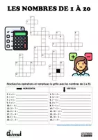 Aperçu - Feuilles d'exercices - LES NOMBRES DE 1 À 20 – Fiche avec mots croisés - Page 2