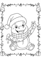 Vorschau - Mal- und Bastelvorlagen - Ausmalbilder Winter - 25 Motive - Nilpferd in der Weihnachtszeit - Seite 1