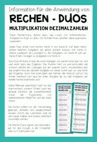 Vorschau - Aufgabenkarten - DEZIMALZAHLEN MULTIPLIZIEREN - 3 Rechen-Duos - Seite 1