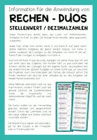 Vorschau - Aufgabenkarten - DEZIMALZAHLEN (Stellenwert) - 3 Rechen-Duos - Seite 1