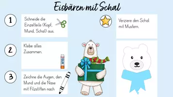 Vorschau - Mal- und Bastelvorlagen - Eisbären Bastelvorlage (Fensterdeko) - Seite 1
