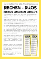 Vorschau - Aufgabenkarten - kgV (kleinste gemeinsame Vielfache) - 2 Rechen-Duos - Seite 1