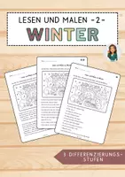 Vorschau - Arbeitsblätter - 2) Lesen und Malen im Winter - differenziertes Lesetraining - editierbare Datei - Deckblatt