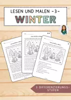 Vorschau - Arbeitsblätter - 3) Lesen und Malen im Winter - differenziertes Lesetraining - editierbare Datei - Deckblatt