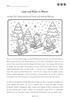 Vorschau - Arbeitsblätter - 3) Lesen und Malen im Winter - differenziertes Lesetraining - editierbare Datei - Seite 1
