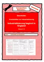 Vorschau - Arbeitsblätter - Industrialisierung in England - Arbeitsblätter zur Industrialisierung - Deckblatt