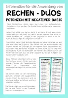 Vorschau - Aufgabenkarten - POTENZEN (mit negativer Basis) - 3 Rechen-Duos - Seite 1