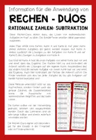 Vorschau - Aufgabenkarten - RATIONALE ZAHLEN (Subtraktion) - 3 Rechen-Duos - Seite 1