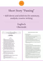 Vorschau - Arbeitsblätter - Short Story "Passing" + solution texts and skill sheets for summary, analysis & characterization - Deckblatt
