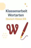 Vorschau - Test - Klassenarbeit Thema Wortarten (Deutsch 5/6) inkl. Lösungen - Deckblatt