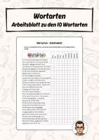 Vorschau - Arbeitsblätter - Wortarten - Arbeitsblatt zu den 10 Wortarten - Deckblatt