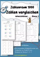 Vorschau - Arbeitsblätter - Zahlenraum 1000 Zahlen vergleichen Klasse 3 - Deckblatt
