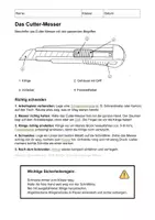 Vorschau - Arbeitsblätter - Cutter-Messer Arbeitsblatt mit Lösung - Seite 1