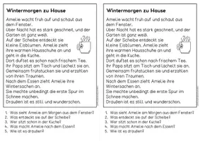 Vorschau - Arbeitsblätter - Winter - Wintermorgen, Schulweg, Wintermarkt für Hefteinträge | Leseverständnis Klasse 1 & 2 - Seite 1
