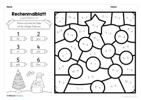 Vorschau - Arbeitsblätter - 8 Rechenmalblätter zu Weihnachten (Zahlenraum 10) - Seite 3