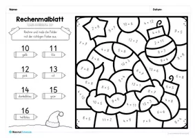 Vorschau - Arbeitsblätter - 8 Rechenmalblätter zu Weihnachten (Zahlenraum 20) - Seite 2