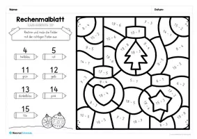 Vorschau - Arbeitsblätter - 8 Rechenmalblätter zu Weihnachten (Zahlenraum 20) - Seite 3