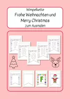 Vorschau - Mal- und Bastelvorlagen - Wimpelkette Frohe Weihnachten zum Ausmalen - Deckblatt