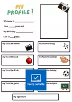 Aperçu - Affichage - All about me 🎨My profile ✏️ Fiche de présentation en anglais pour la 6e - Page de couverture
