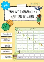 Vorschau - Arbeitsblätter - Terme mit Potenzen & mehreren Variablen - SPIEL - Deckblatt