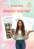 Vorschau - Arbeitsblätter - Spannend erzählen - Schreibanlässe - Bildergeschichte "Bockiger Einkaufsbummel" (Deutsch, Klasse 5-7) - Deckblatt