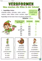 Vorschau - Arbeitsblätter - Verbformen "Was machen die Elfen in der Schule?" DaZ / DaF / Deutsch - Seite 1