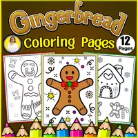 Vorschau - Arbeitsblätter - Gingerbread Coloring Pages Set | Holiday Fun & Fine Motor Skills - Deckblatt