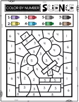 Vorschau - Arbeitsblätter - SCIENCE Color By Number Worksheets | Numbers & Vocabulary Practice - Seite 1