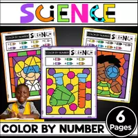 Vorschau - Arbeitsblätter - SCIENCE Color By Number Worksheets | Numbers & Vocabulary Practice - Deckblatt