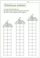 Vorschau - Arbeitsblätter - Zahlenhäuser 2-10: Zahlzerlegung - Arbeitsblätter + Legematerial - Seite 2
