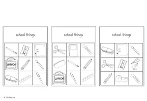 Vorschau - Arbeitsblätter - Bingo "school things" Kopiervorlage - Seite 3