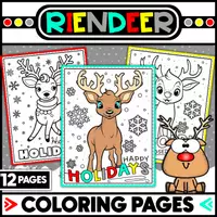 Vorschau - Arbeitsblätter - REINDEER Coloring Pages Set | Christmas Holiday Fun - Deckblatt