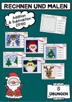 Vorschau - Arbeitsblätter - Rechnen und Malen Pixelbilder Plus-Minus ZR 100 Rechenmalblätter Kopfrechnen Weihnachten Winter - Deckblatt